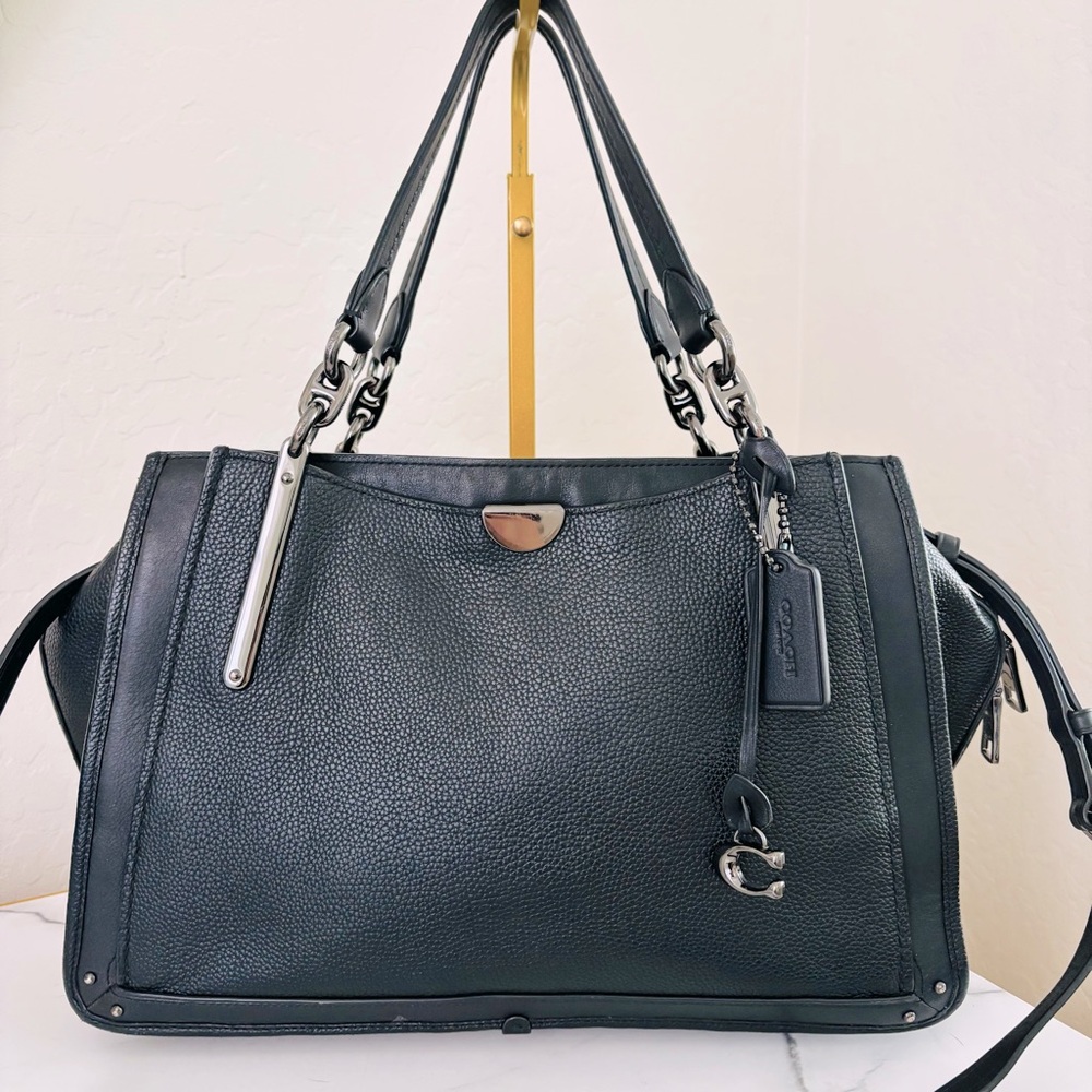 Coach Dreamer 36 Gunmetal Black Leather Tote Bag 38550 - Picture 5 of 15